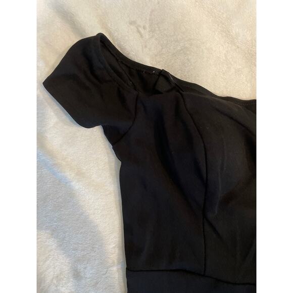 WINDSOR Women's Myra Formal High Slit Dress Size 15/16 Black Off The Shoulder - Picture 6 of 13